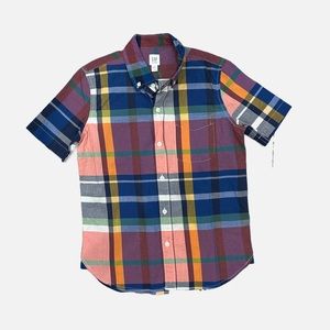 Gap Kids Boys Plaid Short Sleeve Button Up Shirt (New With Tags!) Size M